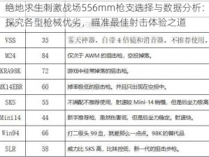 绝地求生刺激战场556mm枪支选择与数据分析：探究各型枪械优劣，瞄准最佳射击体验之道