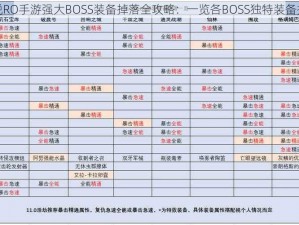 仙境传说RO手游强大BOSS装备掉落全攻略：一览各BOSS独特装备掉落详情