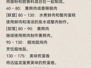 魔兽世界怀旧服：全面解析烹饪食谱大全，让你的角色享受美食盛宴之旅