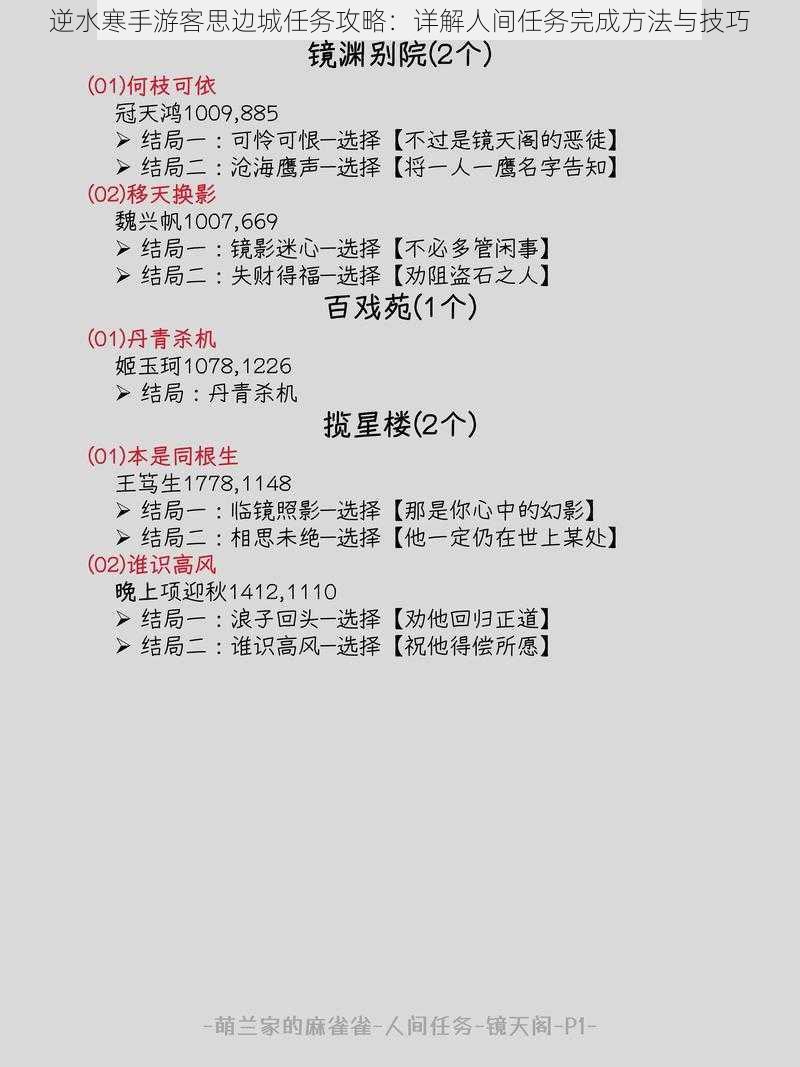 逆水寒手游客思边城任务攻略：详解人间任务完成方法与技巧