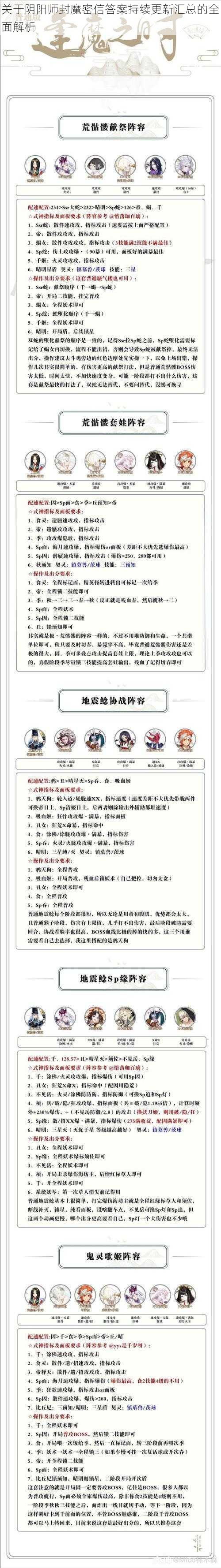 关于阴阳师封魔密信答案持续更新汇总的全面解析