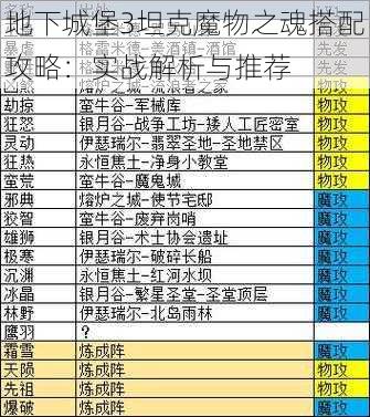 地下城堡3坦克魔物之魂搭配攻略：实战解析与推荐