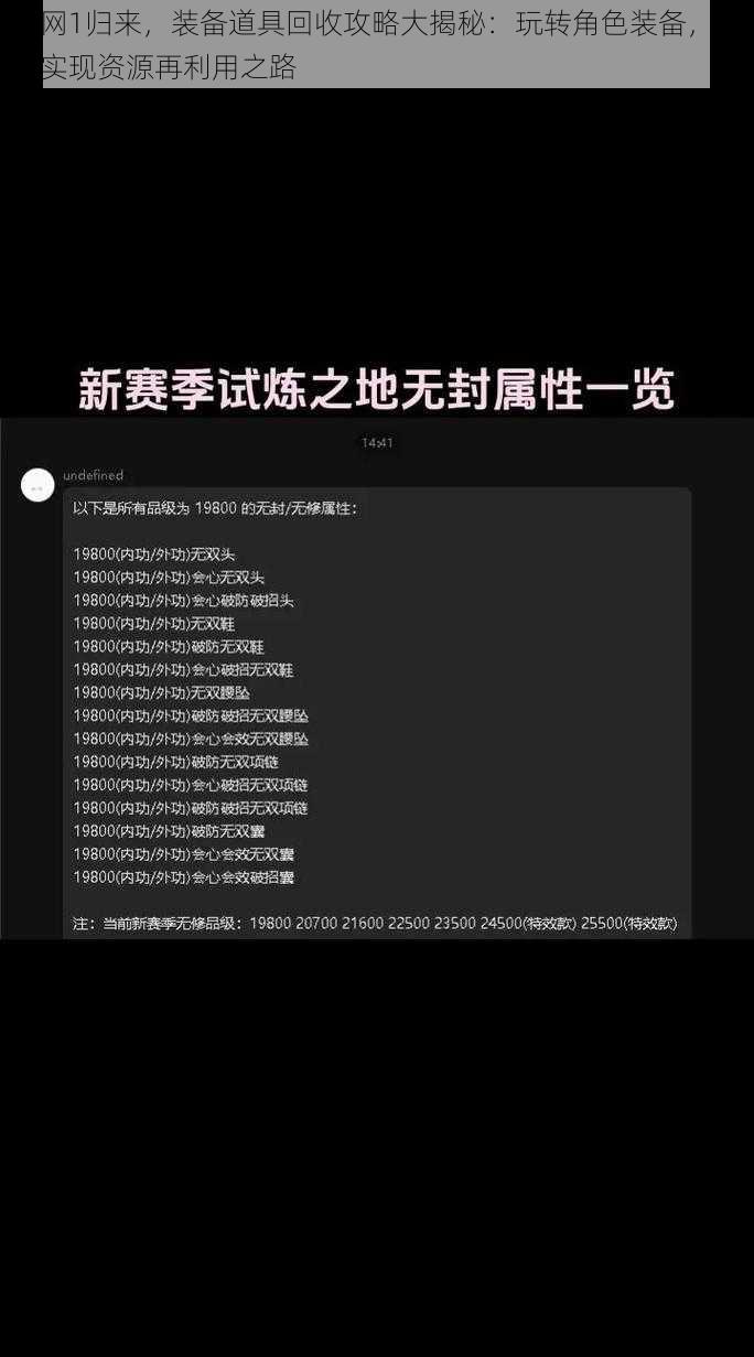 剑网1归来，装备道具回收攻略大揭秘：玩转角色装备，轻松实现资源再利用之路