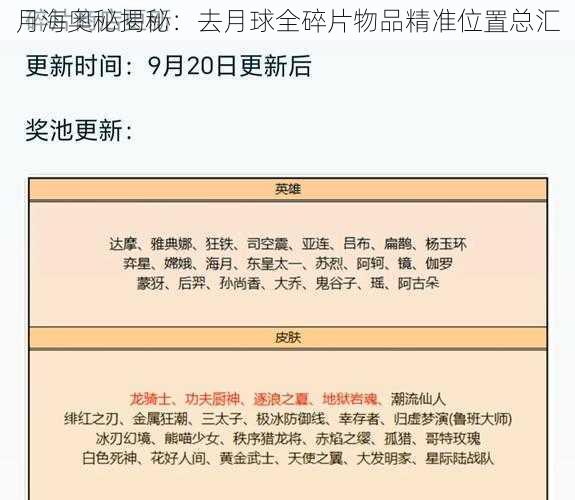 月海奥秘揭秘：去月球全碎片物品精准位置总汇