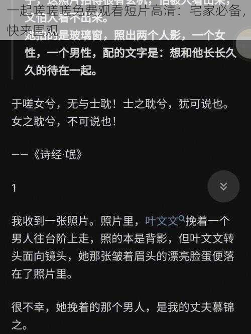 一起嗟嗟嗟免费观看短片高清：宅家必备，快来围观