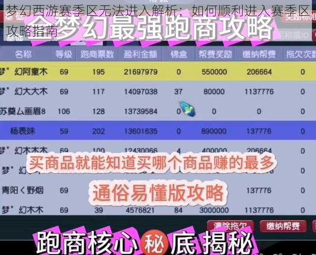 梦幻西游赛季区无法进入解析：如何顺利进入赛季区攻略指南