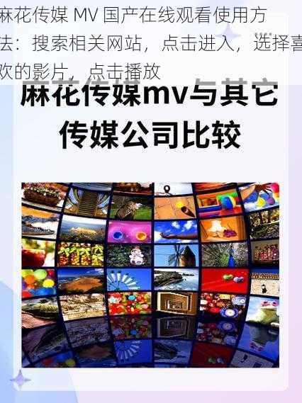 麻花传媒 MV 国产在线观看使用方法：搜索相关网站，点击进入，选择喜欢的影片，点击播放