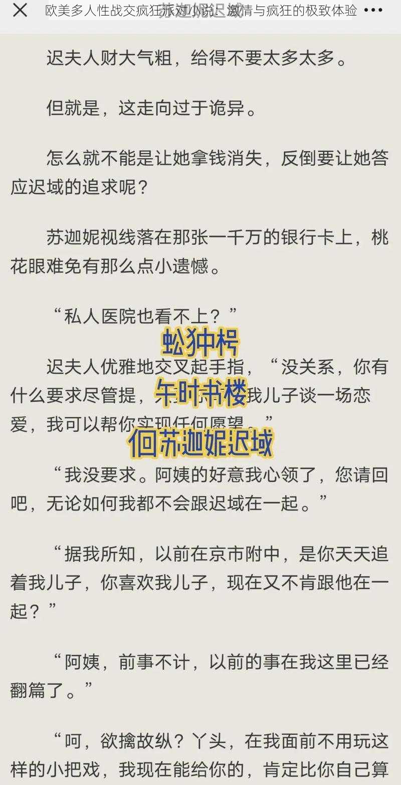 欧美多人性战交疯狂派对小说：激情与疯狂的极致体验