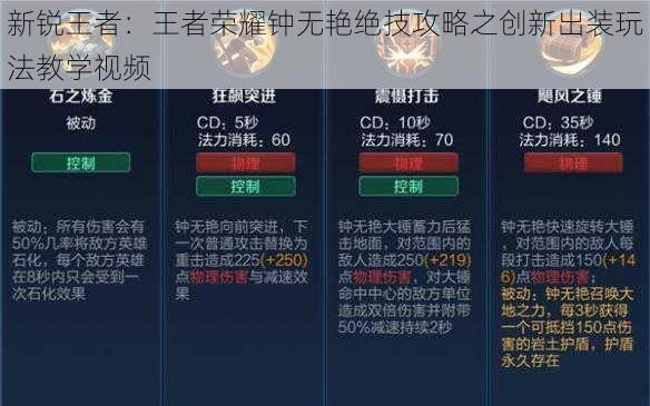 新锐王者：王者荣耀钟无艳绝技攻略之创新出装玩法教学视频