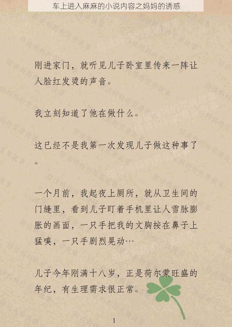 车上进入麻麻的小说内容之妈妈的诱惑