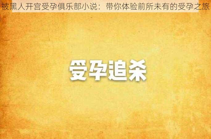 被黑人开宫受孕俱乐部小说：带你体验前所未有的受孕之旅