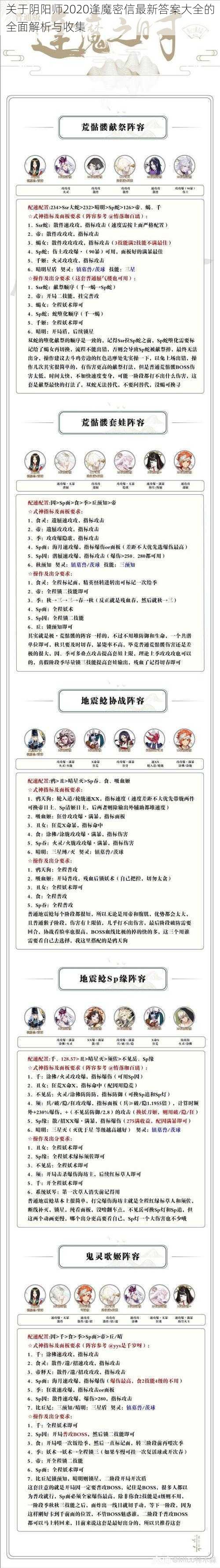 关于阴阳师2020逢魔密信最新答案大全的全面解析与收集