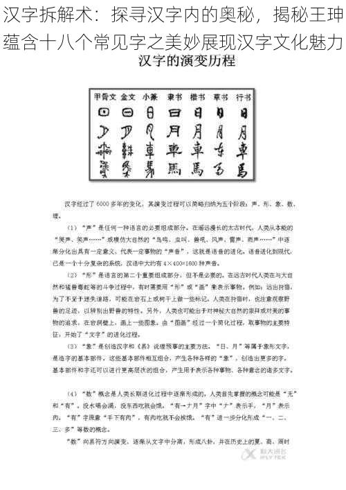 汉字拆解术：探寻汉字内的奥秘，揭秘王珅蕴含十八个常见字之美妙展现汉字文化魅力