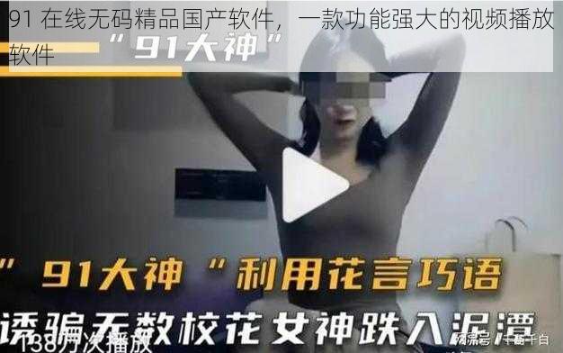 91 在线无码精品国产软件，一款功能强大的视频播放软件