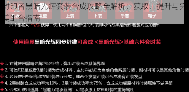 封印者黑暗光辉套装合成攻略全解析：获取、提升与完美组合指南