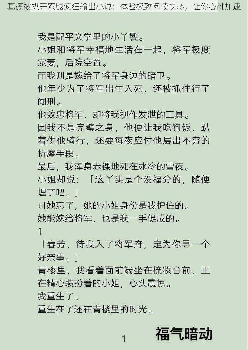 基德被扒开双腿疯狂输出小说：体验极致阅读快感，让你心跳加速