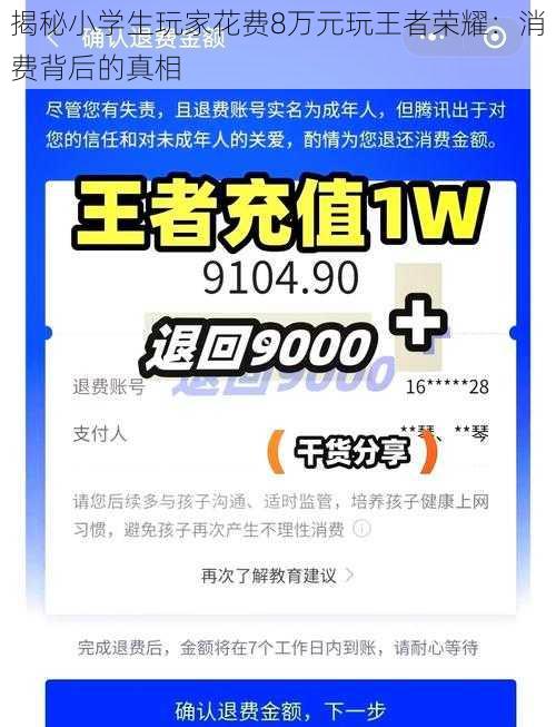 揭秘小学生玩家花费8万元玩王者荣耀：消费背后的真相