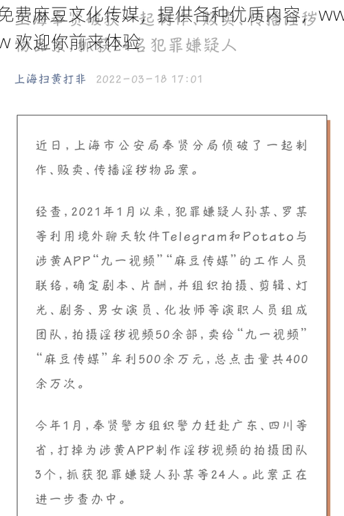 免费麻豆文化传媒，提供各种优质内容，www 欢迎你前来体验