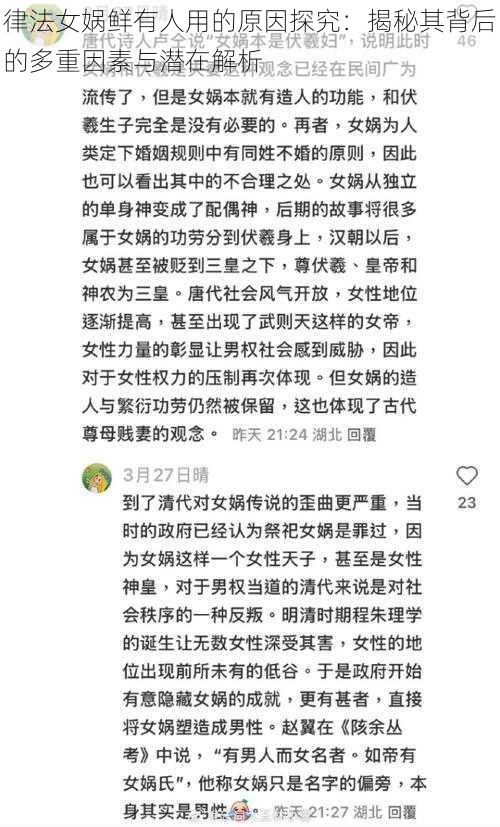 律法女娲鲜有人用的原因探究：揭秘其背后的多重因素与潜在解析