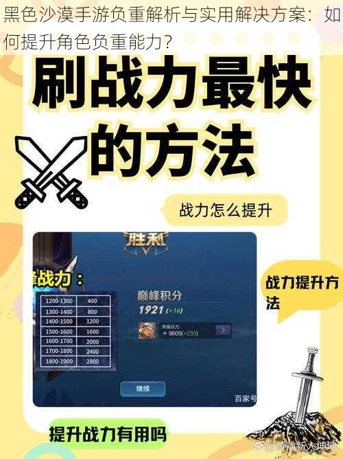 黑色沙漠手游负重解析与实用解决方案：如何提升角色负重能力？