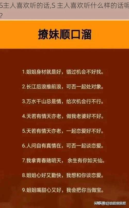 S主人喜欢听的话,S 主人喜欢听什么样的话呢？