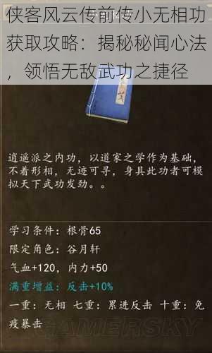 侠客风云传前传小无相功获取攻略：揭秘秘闻心法，领悟无敌武功之捷径