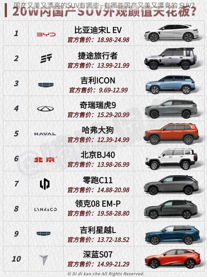 国产又美又漂亮的SUV有哪些—有哪些国产又美又漂亮的 SUV？