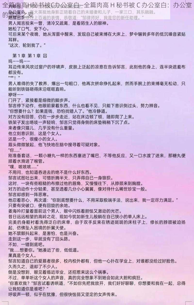 全篇肉高H秘书被C办公室白—全篇肉高 H 秘书被 C 办公室白：办公室的禁忌之爱