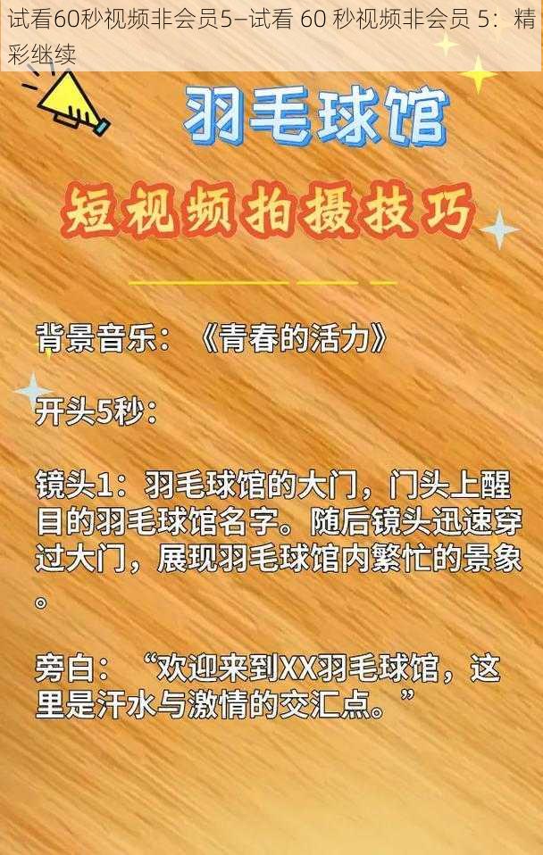 试看60秒视频非会员5—试看 60 秒视频非会员 5：精彩继续