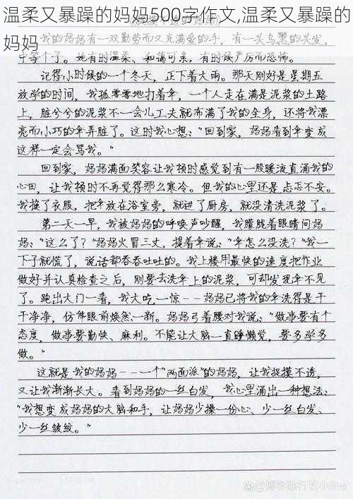 温柔又暴躁的妈妈500字作文,温柔又暴躁的妈妈