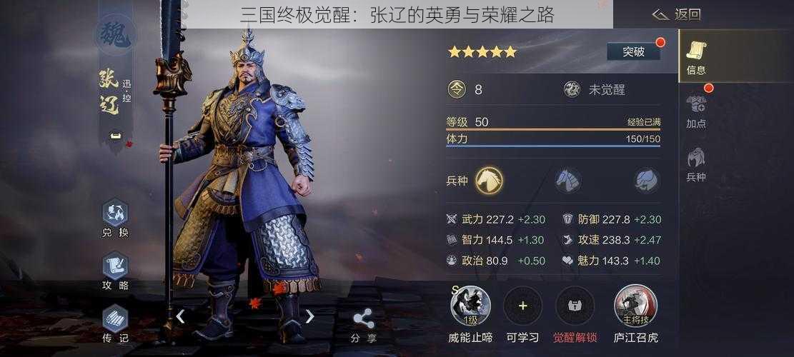 三国终极觉醒：张辽的英勇与荣耀之路