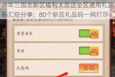 少年三国志新区福利大放送全区通用礼品码汇总分享，80个新区礼品码一网打尽