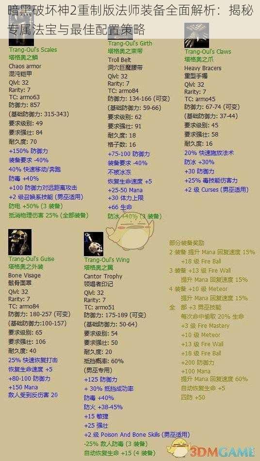暗黑破坏神2重制版法师装备全面解析：揭秘专属法宝与最佳配置策略