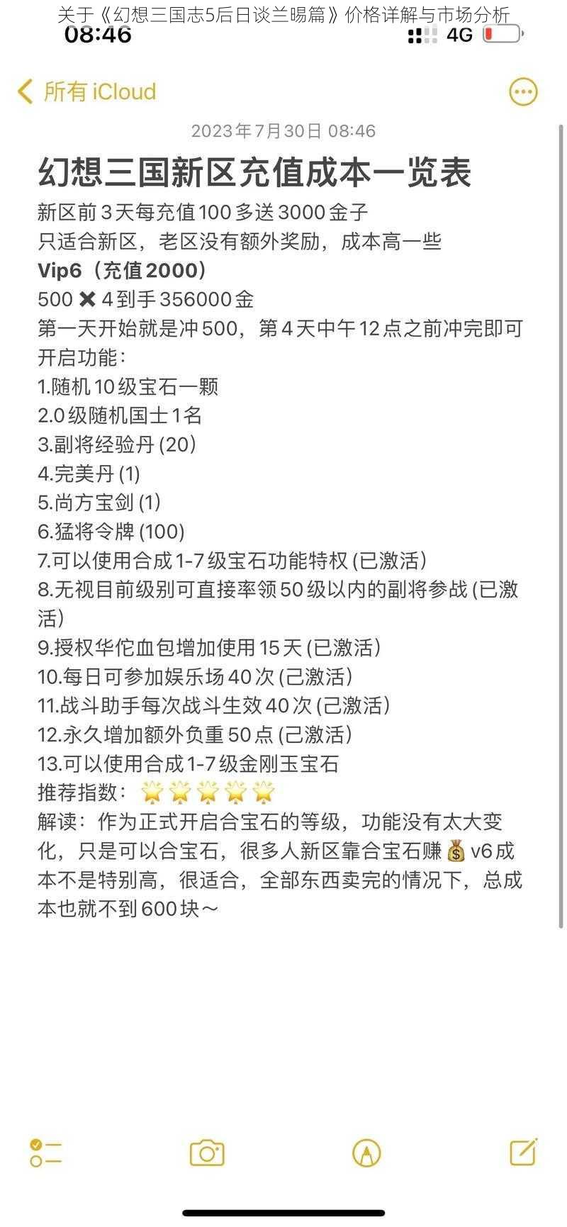 关于《幻想三国志5后日谈兰晹篇》价格详解与市场分析