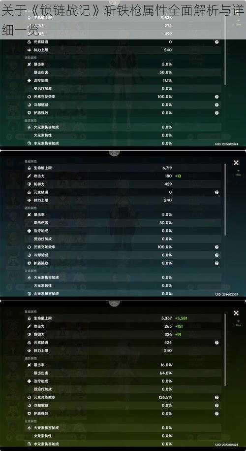 关于《锁链战记》斩铁枪属性全面解析与详细一览
